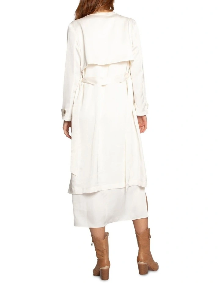 Love Language Satin Trench in Off White image 4