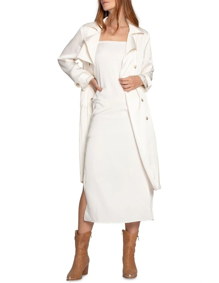 Love Language Satin Trench in Off White image 6