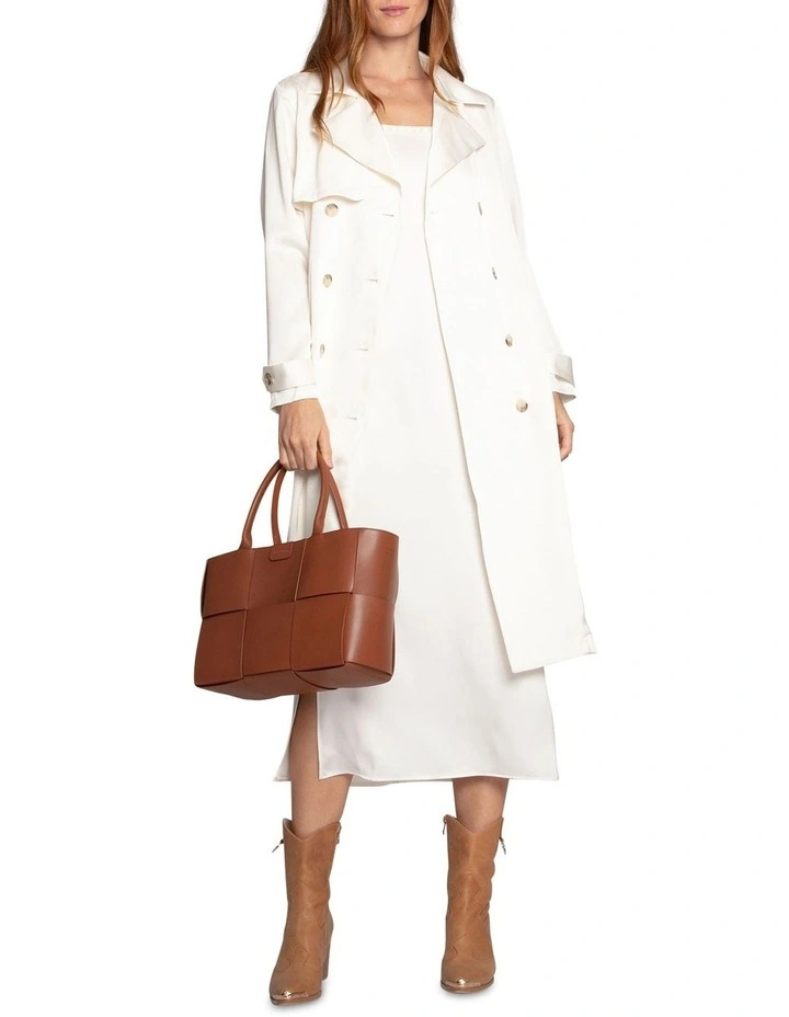 Love Language Satin Trench in Off White image 7