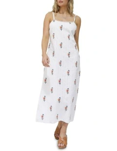 She Blooms Floral Midi Dress in White