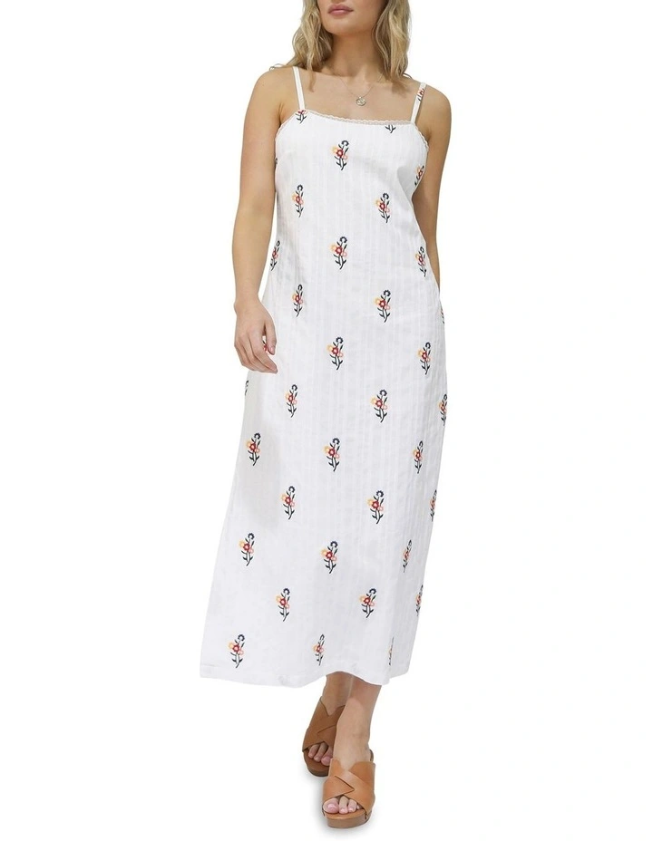 She Blooms Floral Midi Dress in White image 1
