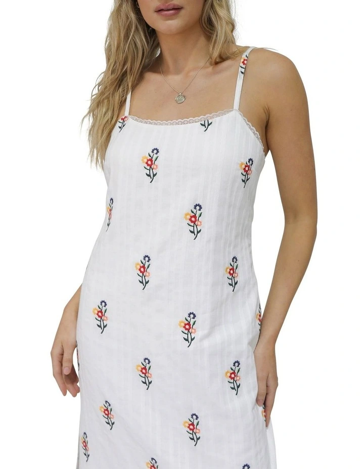 She Blooms Floral Midi Dress in White image 2