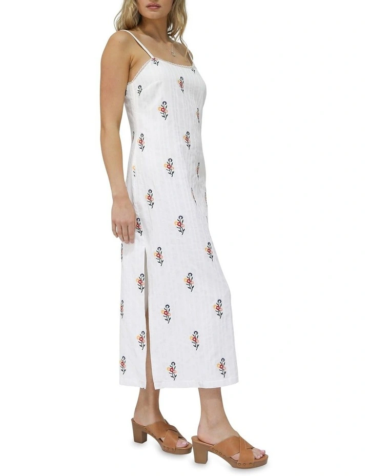 She Blooms Floral Midi Dress in White image 3