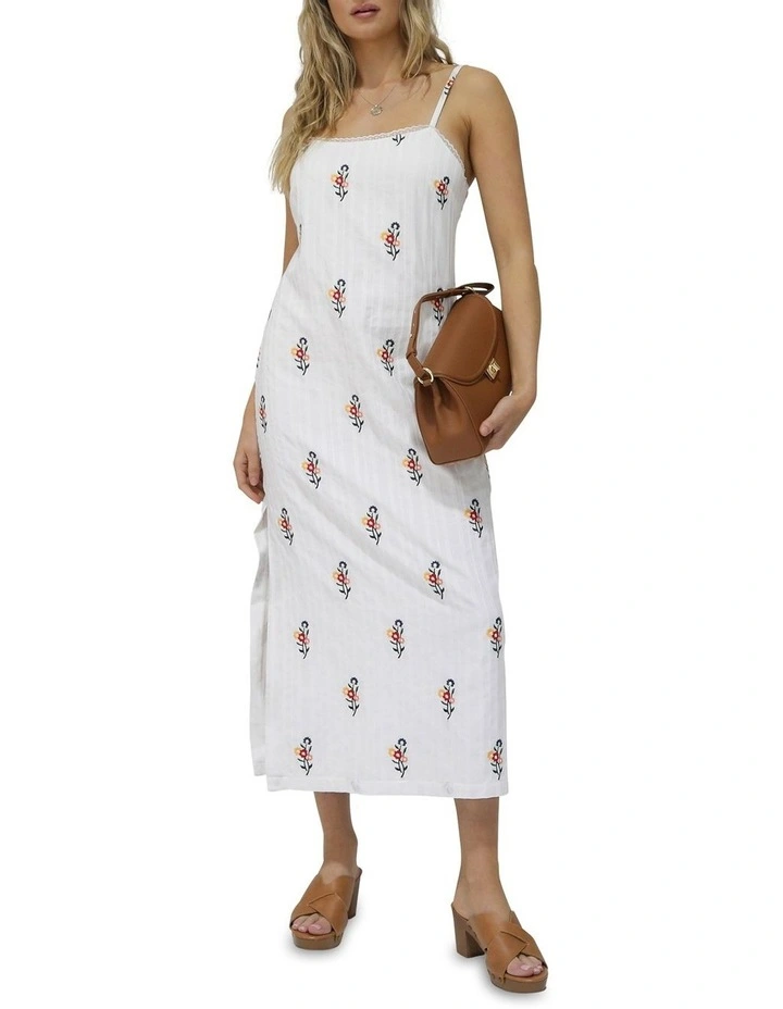 She Blooms Floral Midi Dress in White image 5