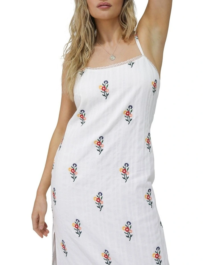 She Blooms Floral Midi Dress in White image 7