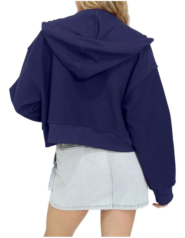 Fireside Cropped Utility Zip Jacket in Navy image 4