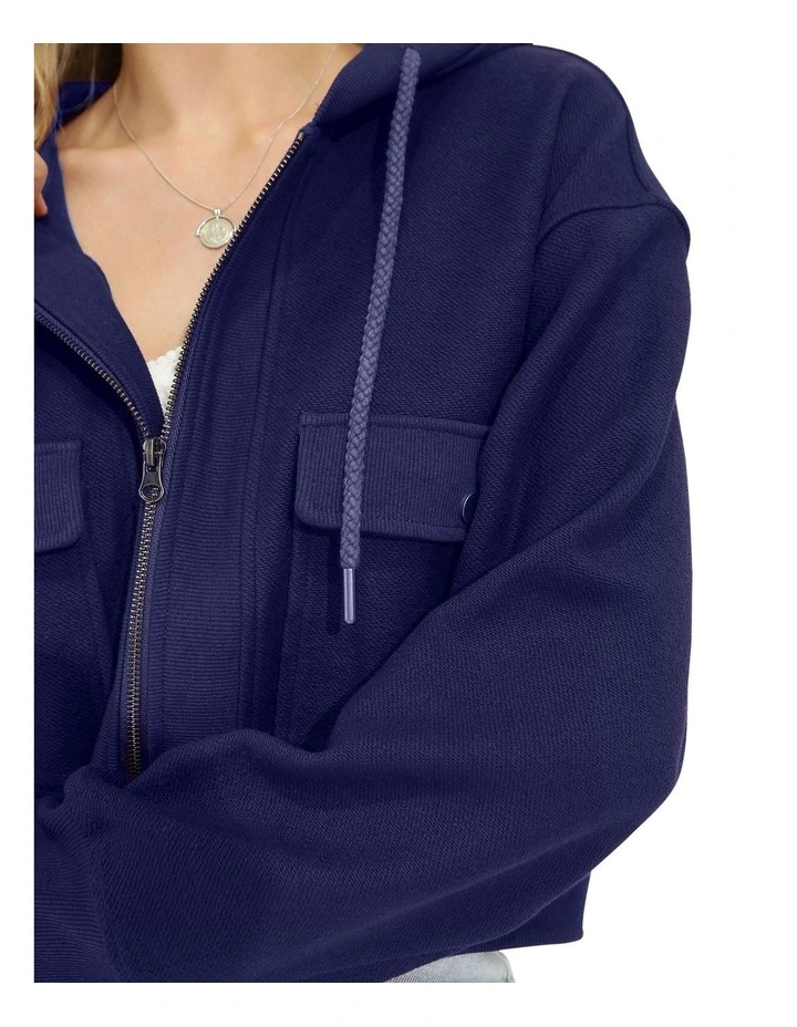 Fireside Cropped Utility Zip Jacket in Navy image 6
