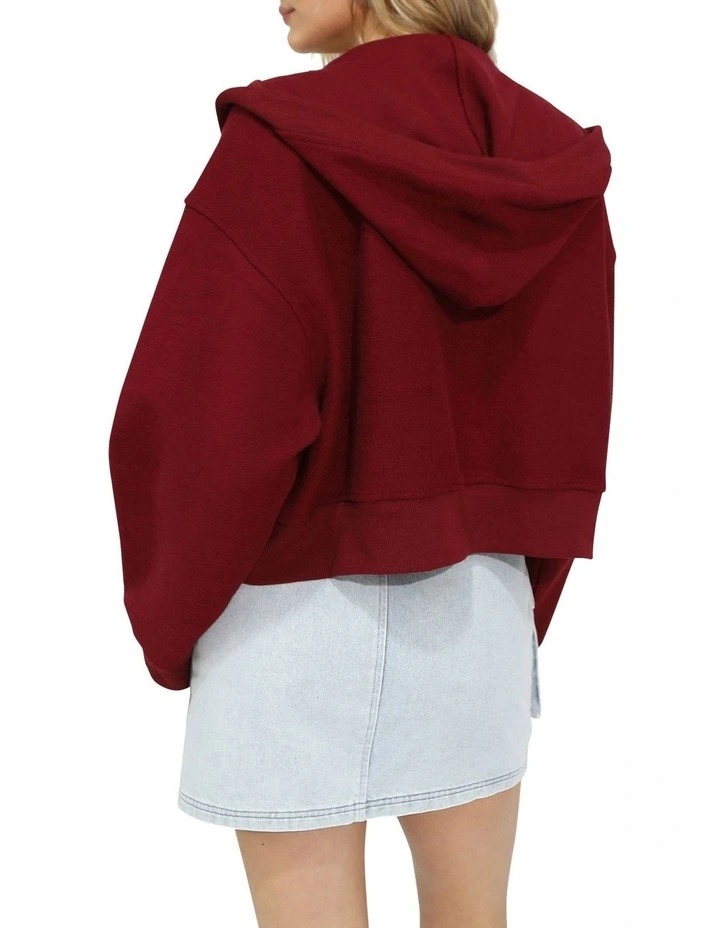 Fireside Cropped Utility Zip Jacket in Burgundy image 4