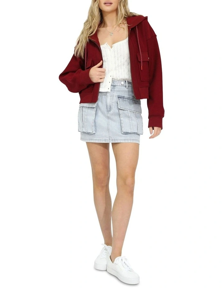 Fireside Cropped Utility Zip Jacket in Burgundy image 6