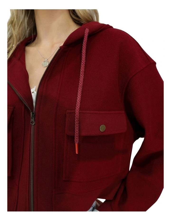 Fireside Cropped Utility Zip Jacket in Burgundy image 7