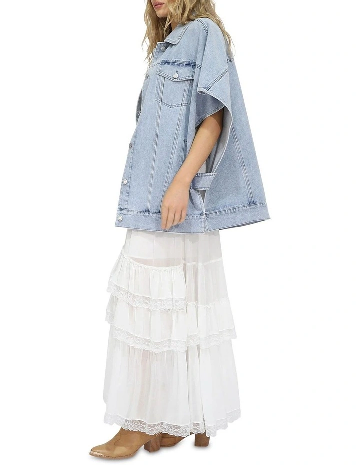 California Soul Oversized Denim Vest in Stonewash image 3
