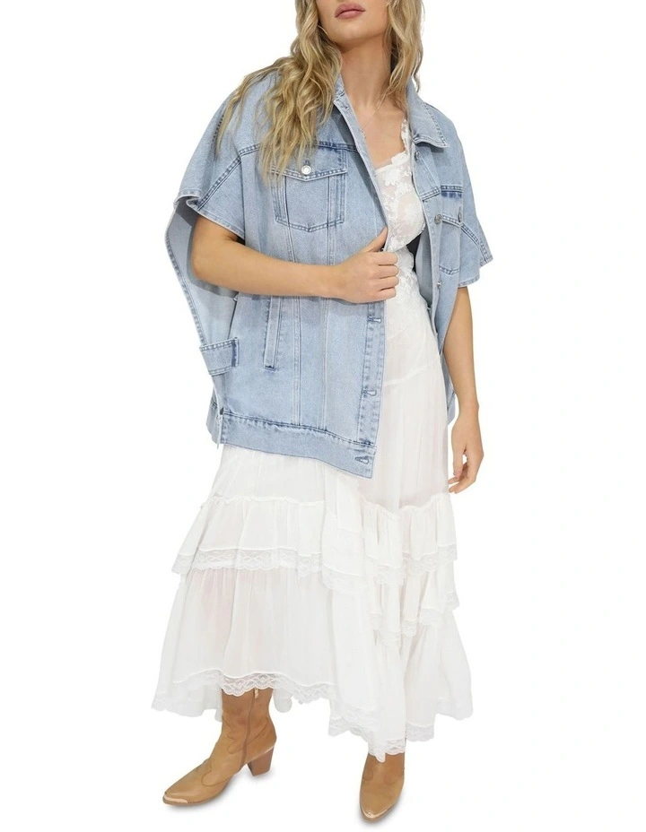 California Soul Oversized Denim Vest in Stonewash image 5