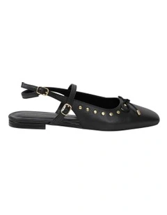 True Romance Slingback Leather Flat in Black