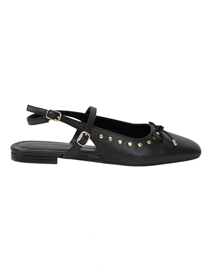 True Romance Slingback Leather Flat in Black image 1