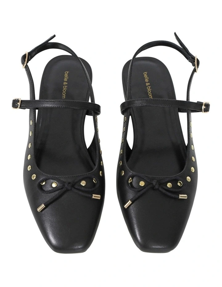 True Romance Slingback Leather Flat in Black image 2