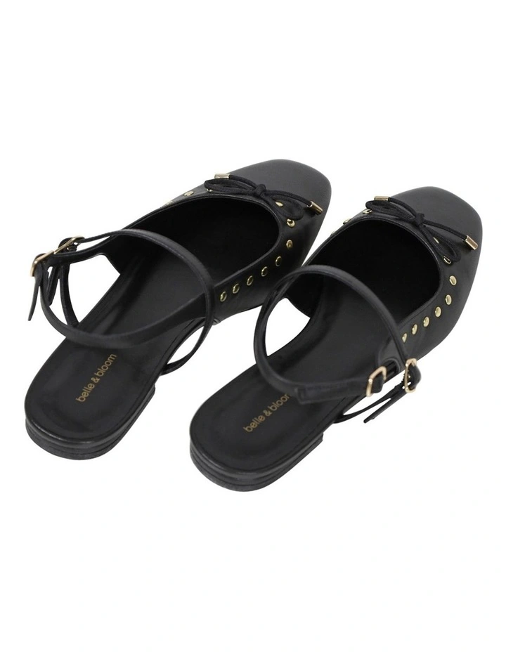 True Romance Slingback Leather Flat in Black image 3