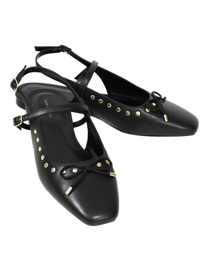 True Romance Slingback Leather Flat in Black image 4