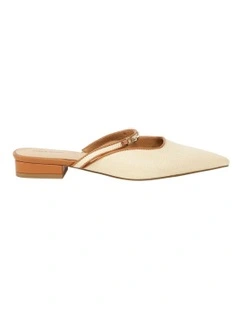 Side By Side Leather Flat in Natural