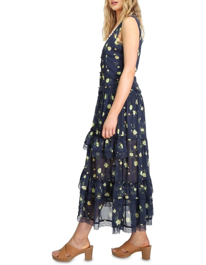 Wanderlace Ruffle Maxi Skirt in Blue image 3