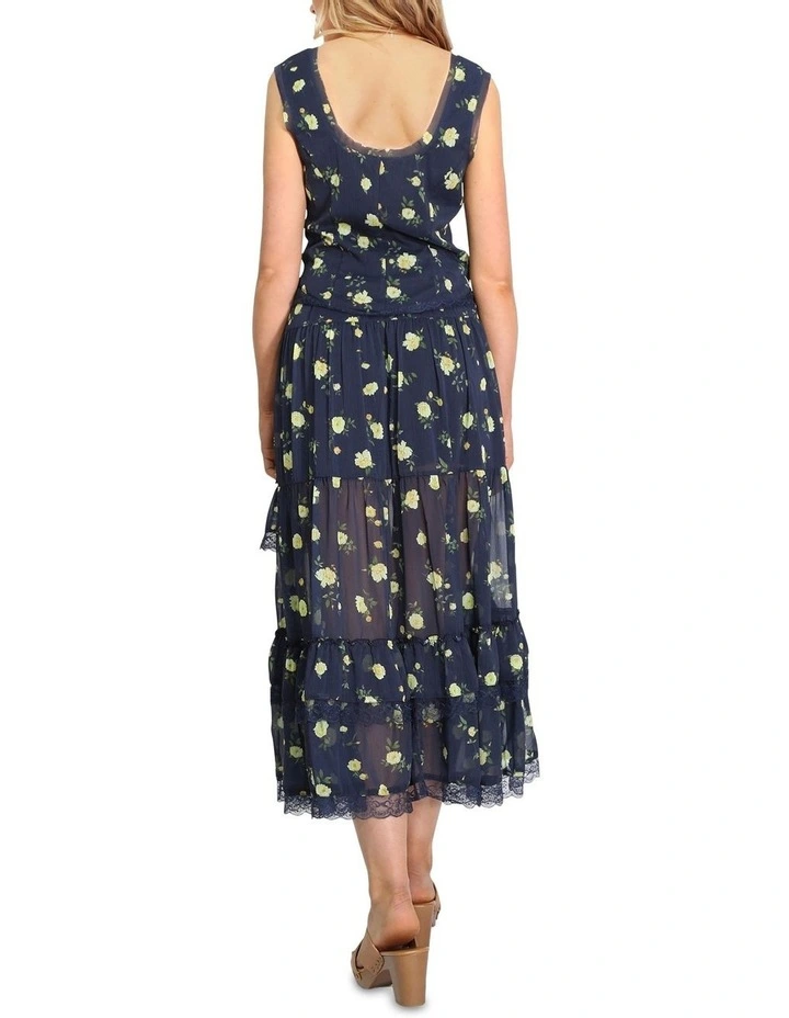 Wanderlace Ruffle Maxi Skirt in Blue image 4