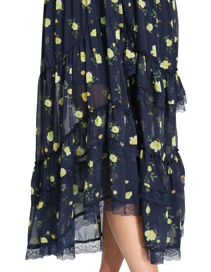 Wanderlace Ruffle Maxi Skirt in Blue image 5