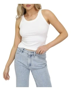 Last Time Ribbed Tank Top in White