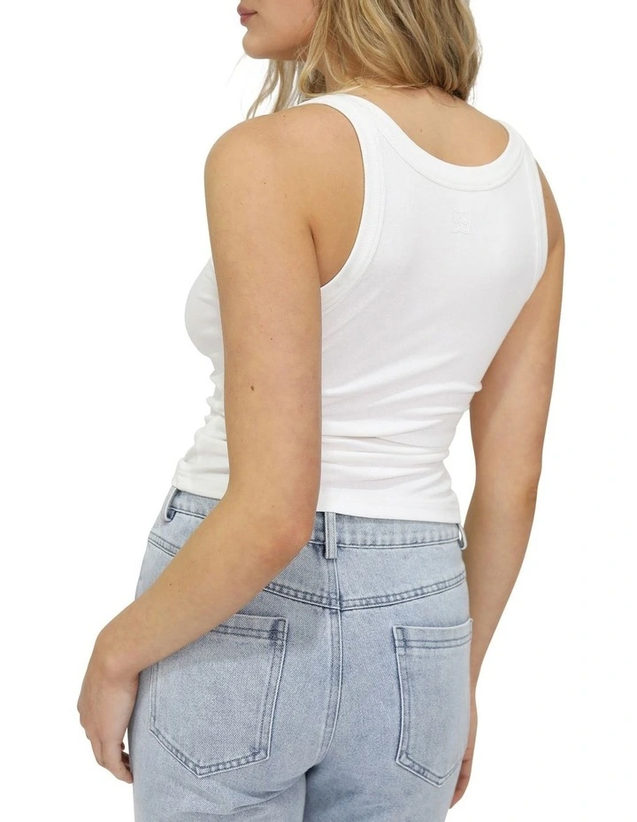 Last Time Ribbed Tank Top in White image 4