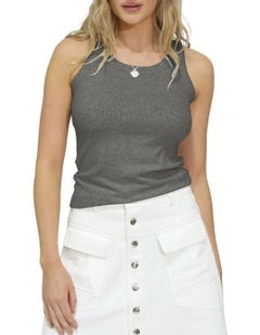 Last Time Ribbed Tank Top in Grey