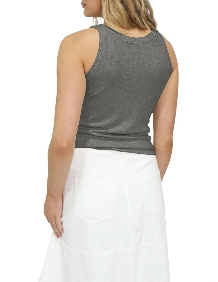 Last Time Ribbed Tank Top in Grey image 4