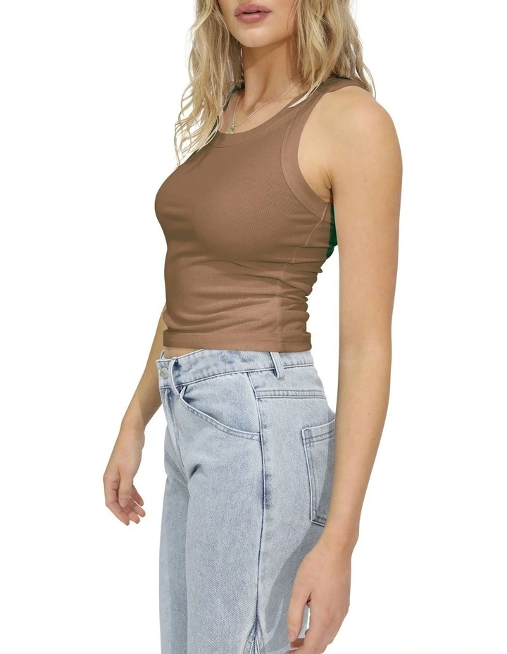 Last Time Ribbed Tank Top in Beige image 2