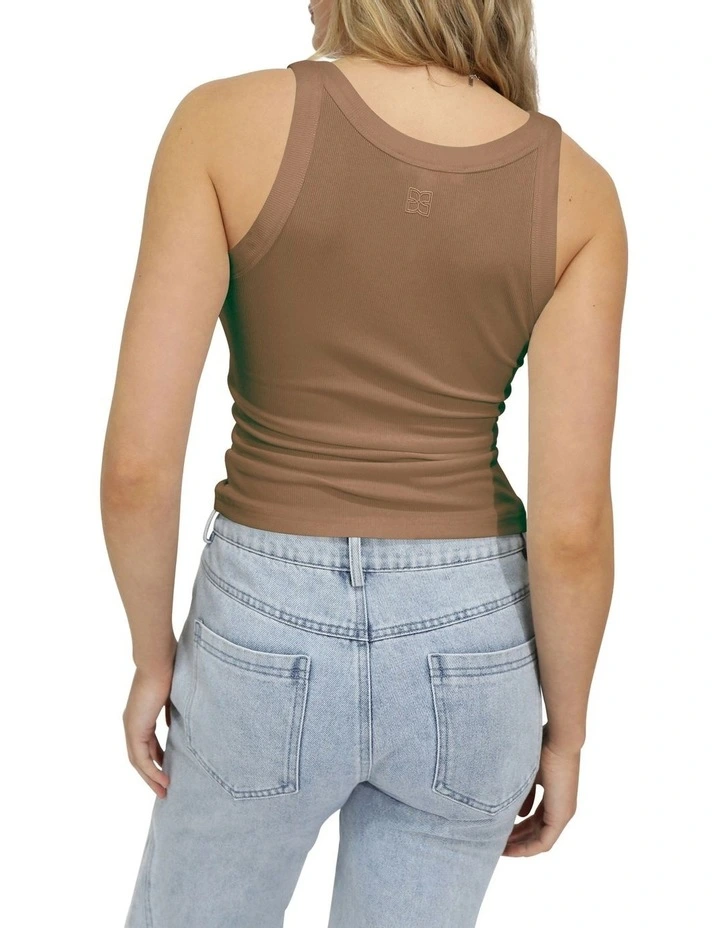 Last Time Ribbed Tank Top in Beige image 3