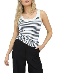 Last Time Ribbed Tank Top in White