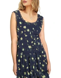 Future Lover Lace Button Up Blouse in Navy