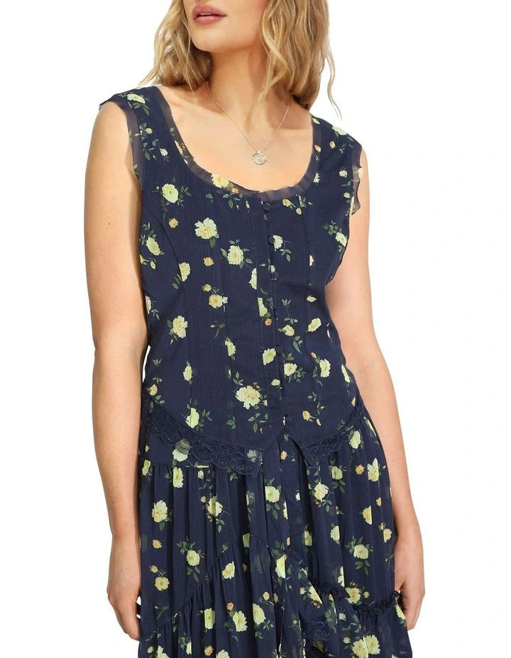 Future Lover Lace Button Up Blouse in Navy image 1