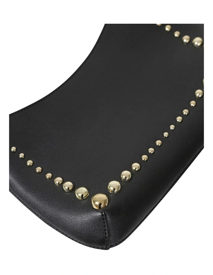 Studded Leather Shoulder Bag in Black image 3