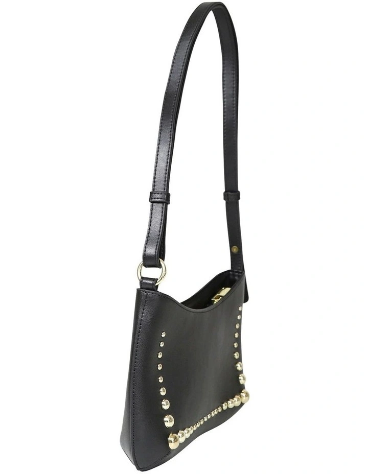 Studded Leather Shoulder Bag in Black image 4
