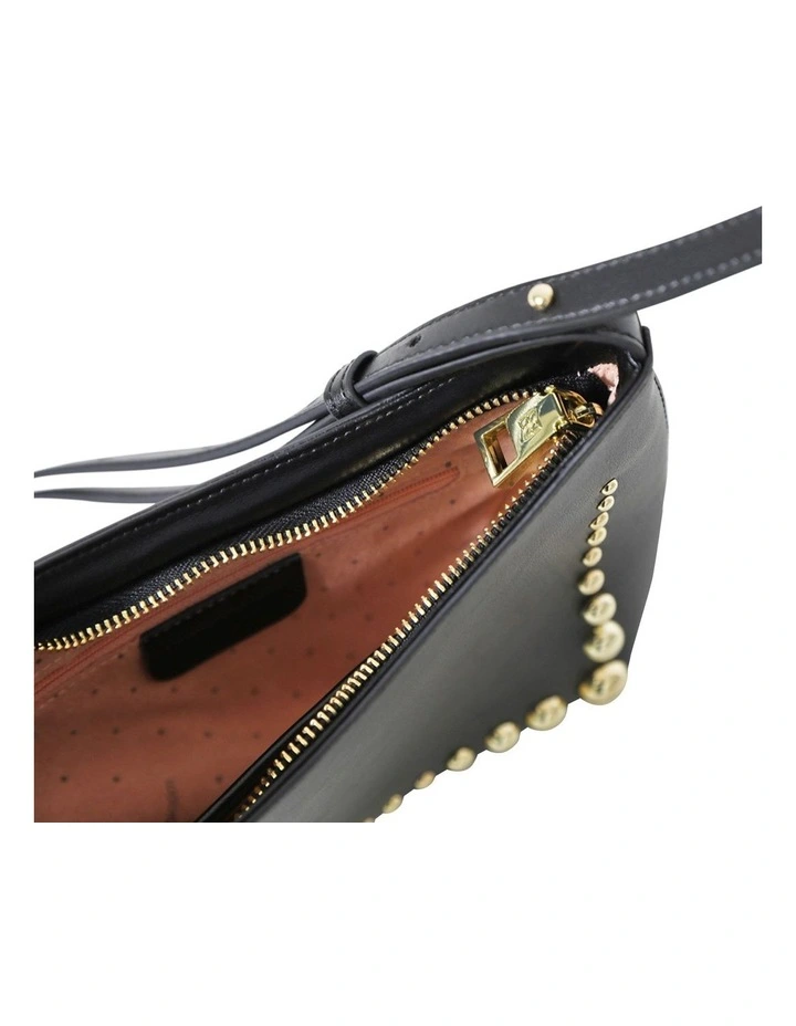 Studded Leather Shoulder Bag in Black image 5