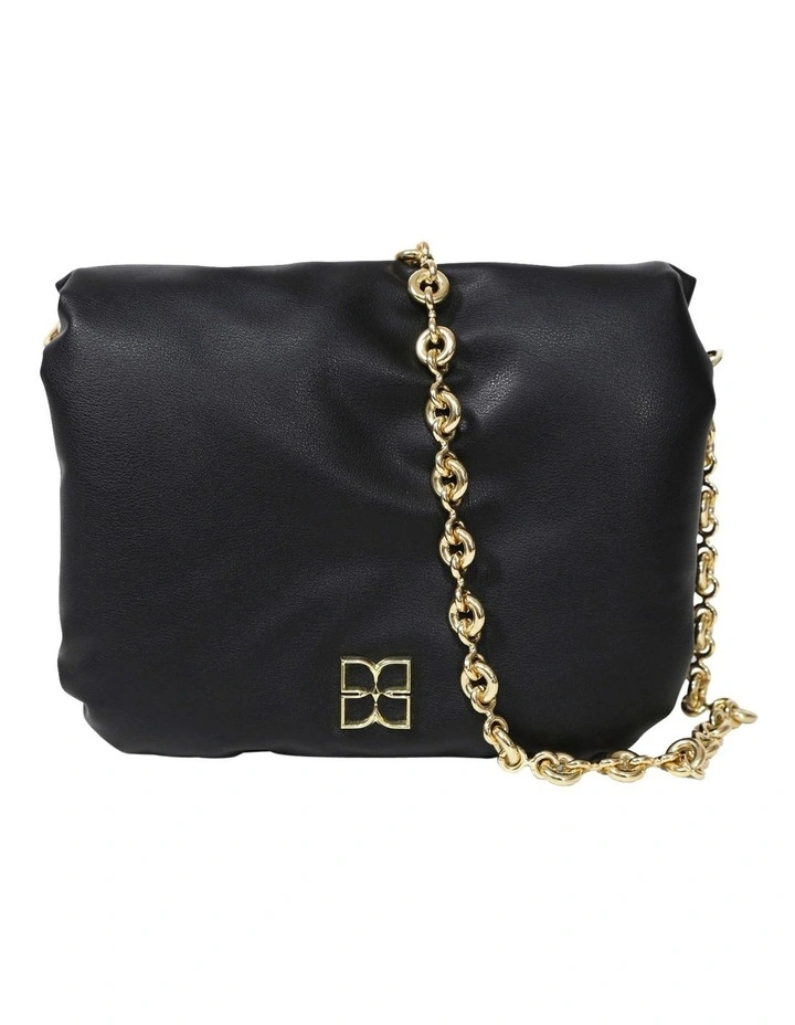 Hanging On Pillow Leather Handbag in Black image 1