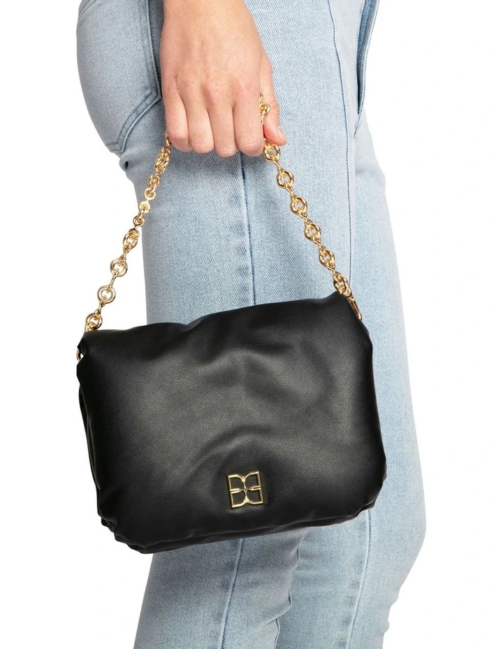 Hanging On Pillow Leather Handbag in Black image 2
