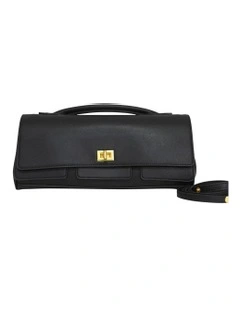 Love Boat Leather Clutch Bag in Black