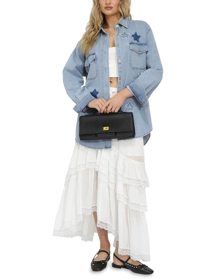 Love Boat Leather Clutch Bag in Black image 7