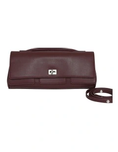 Love Boat Leather Clutch Bag in Burgundy
