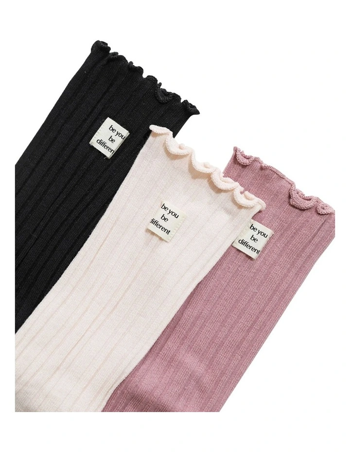 Beloved Socks 3 Pack in Black & Pink image 4