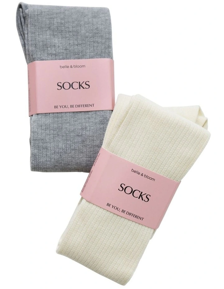 End Game Socks 2 Pack in Grey/Cream image 3