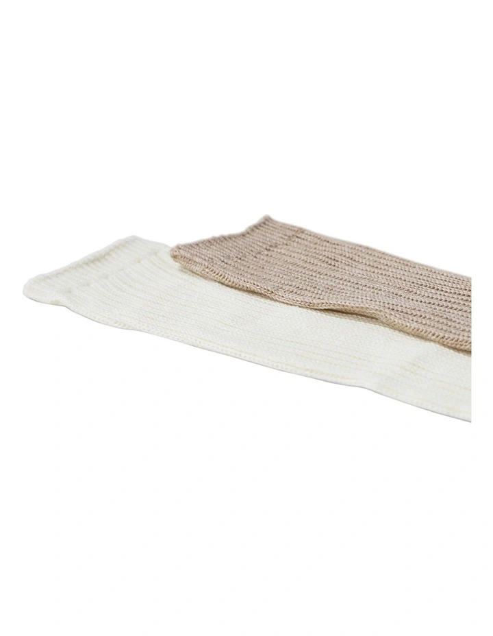 Go For It Socks 2 Pack in Cream/Beige image 3