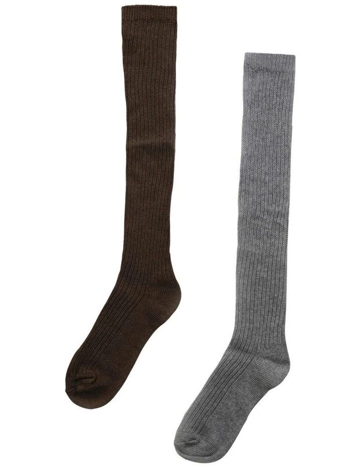 Go For It Socks 2 Pack in Brown & Grey image 1