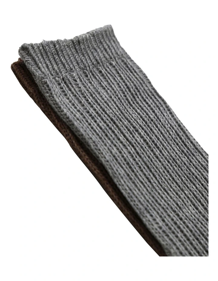 Go For It Socks 2 Pack in Brown & Grey image 2