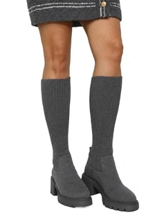 Tokyo Lights Rib Sock Boot in Grey
