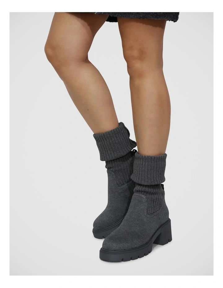Tokyo Lights Rib Sock Boot in Grey image 2