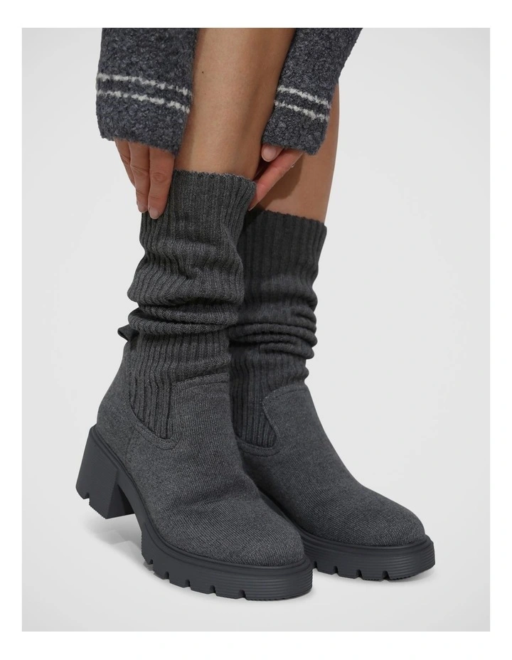Tokyo Lights Rib Sock Boot in Grey image 3